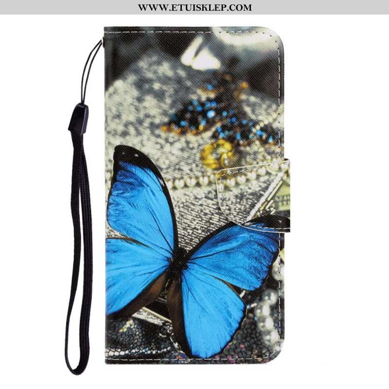 Etui Folio do Samsung Galaxy S22 Ultra 5G z Łańcuch Motyle Wariacje Paska